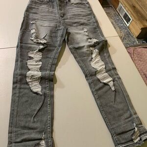 Distressed Gray Jeans